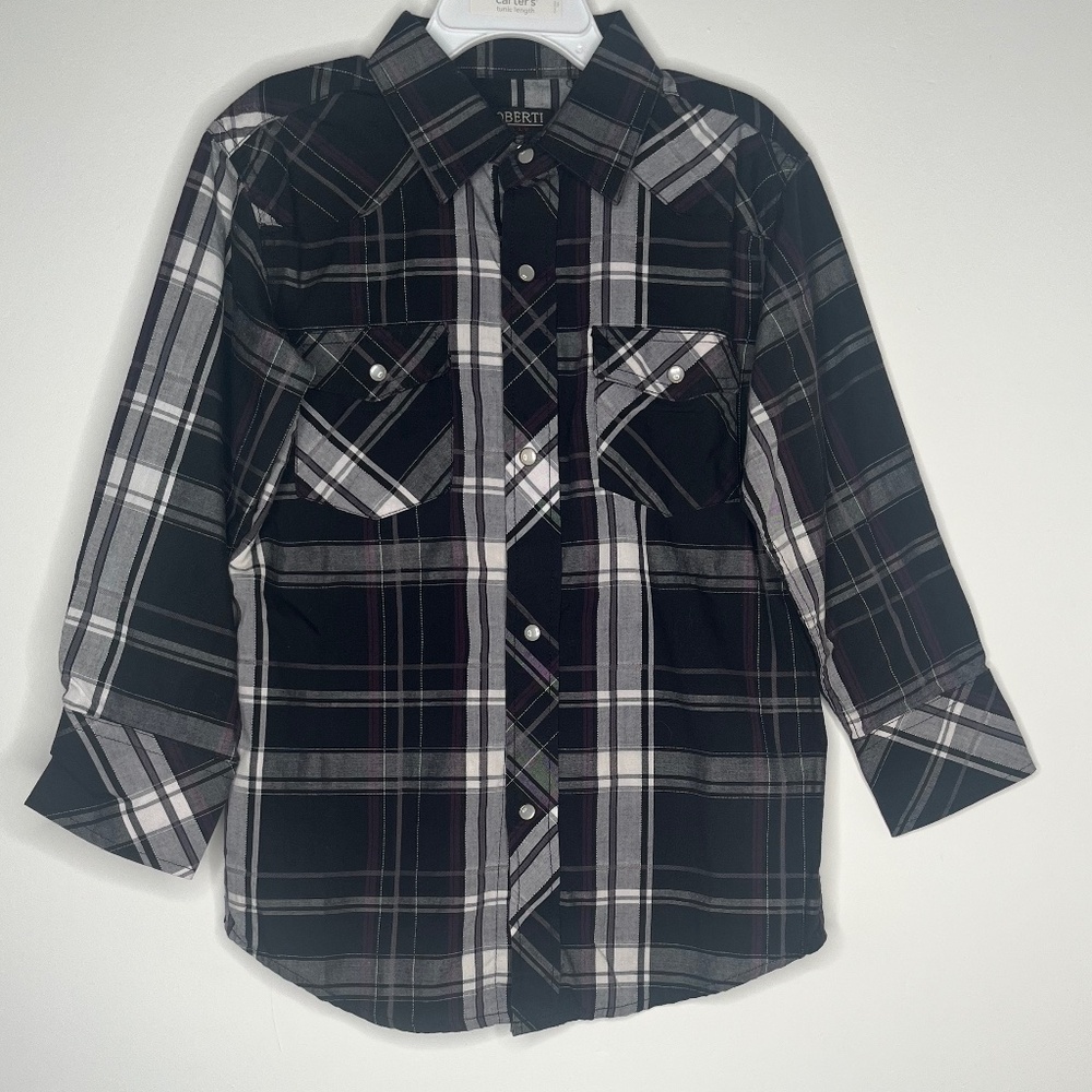 Gioberti Boys Button Down Long Sleeve Plaid Shirt